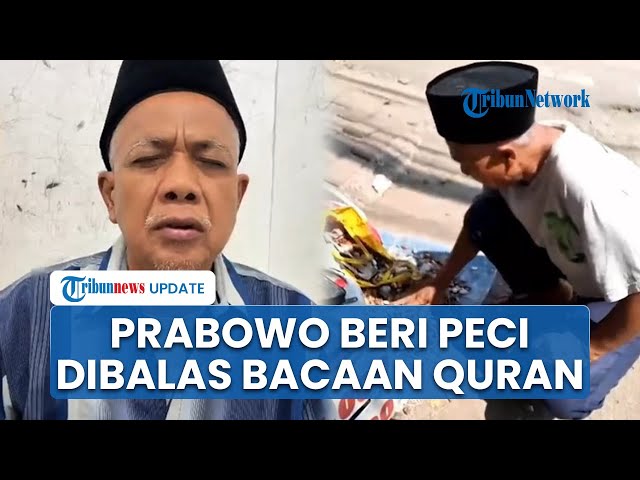 Youtube Thumnail image of : Viral Video Prabowo Berikan Peci ke Penjual Akik, Dibalas Bacaan Al Quran sebagai Tanda Terima Kasih