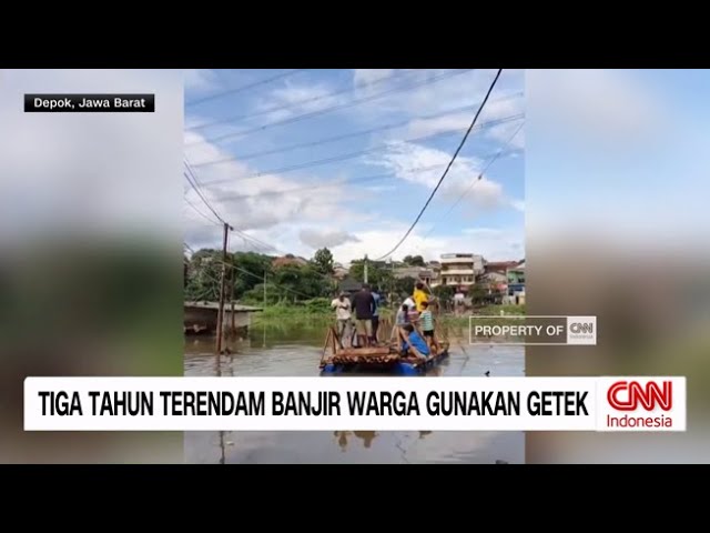 Youtube Thumnail image of : Sudah Tiga Tahun Terendam Banjir, Warga di Wilayah Depok Ini Gunakan Getek