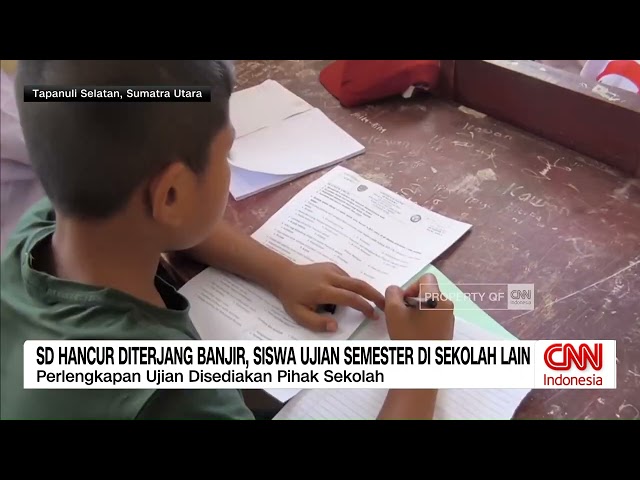 Youtube Thumnail image of : SD Hancur Diterjang Banjir, Siswa Ujian Semester di Sekolah Lain